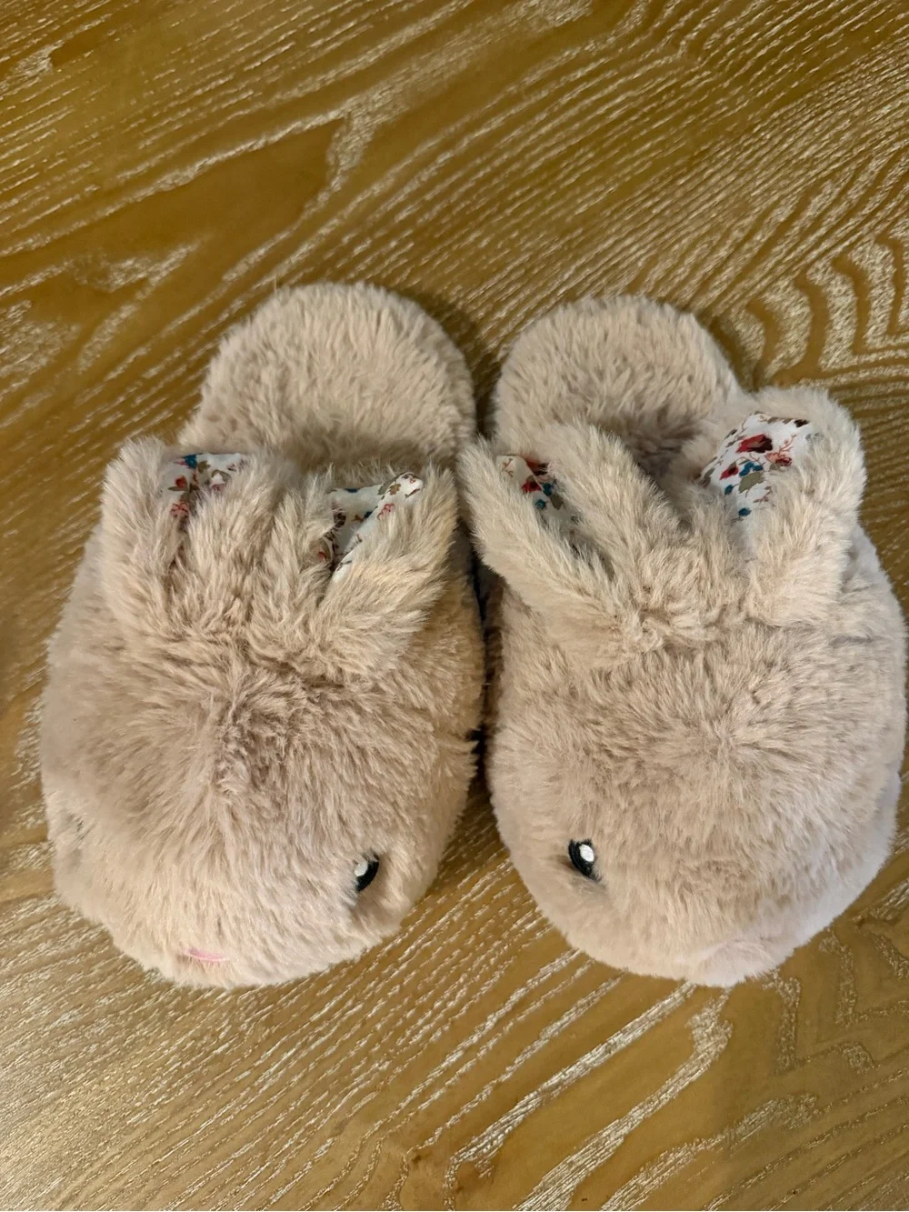 wonder nation Beige Plush Bunny Kids Slippers